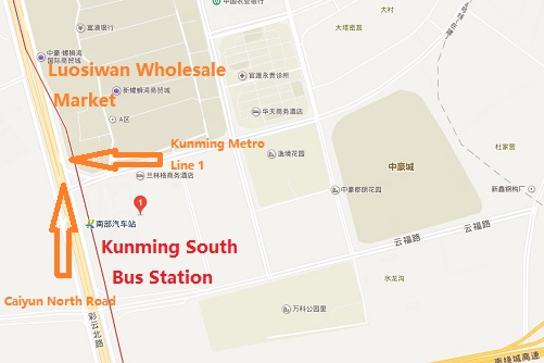 Kunming South Bus Station Location Map